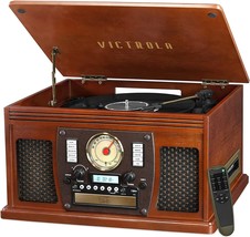 Victrola 8-in-1 Bluetooth Record Player &amp; Multimedia Center, Built-in Stereo - $125.99
