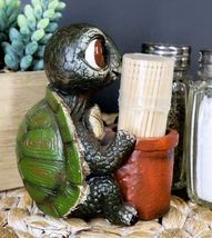 River Baby Tortoise Holding A Bucket Toothpick Holder Figurine With Toot... - $287.76 MXN