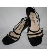 CHANEL CC Logo Heel Black Suede Crystal Sandal Shoe 37-1/2  7.5 - £258.17 GBP