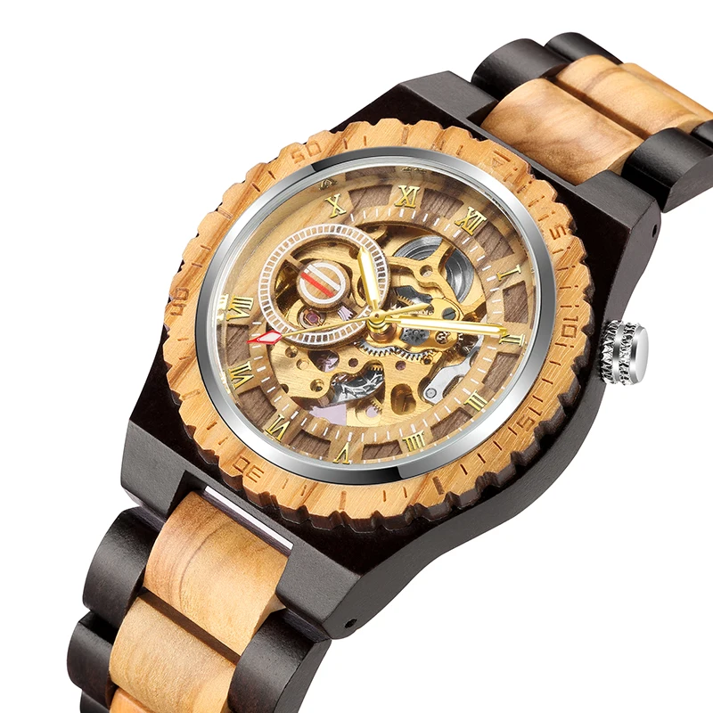 en Mechanical Watch Men Automatic Steam Watch Mens Skeleton   Transparent Vintag - £108.80 GBP