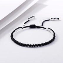 Black Red White Woven Thread Rope Lucky Bracelet Women Men Charms Bracelets Jewe - £7.88 GBP