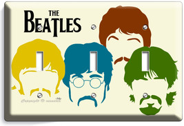 The Beatles Pop Art John George Paul Ringo Triple Light Switch Cover Home Decor - £12.92 GBP