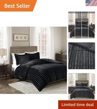 Ultra Soft Faux Fur Comforter Set with Modern Design, Full/Queen 3 Piece - $83.99