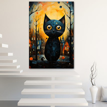 Black Cat Canvas Painting Wall Art Poster Landscape Canvas Print Picture - £10.96 GBP+
