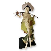 Vintage 16&quot; Nishi Doll Japanese Geisha Collectible Silk Kimono, Maple Br... - $43.54