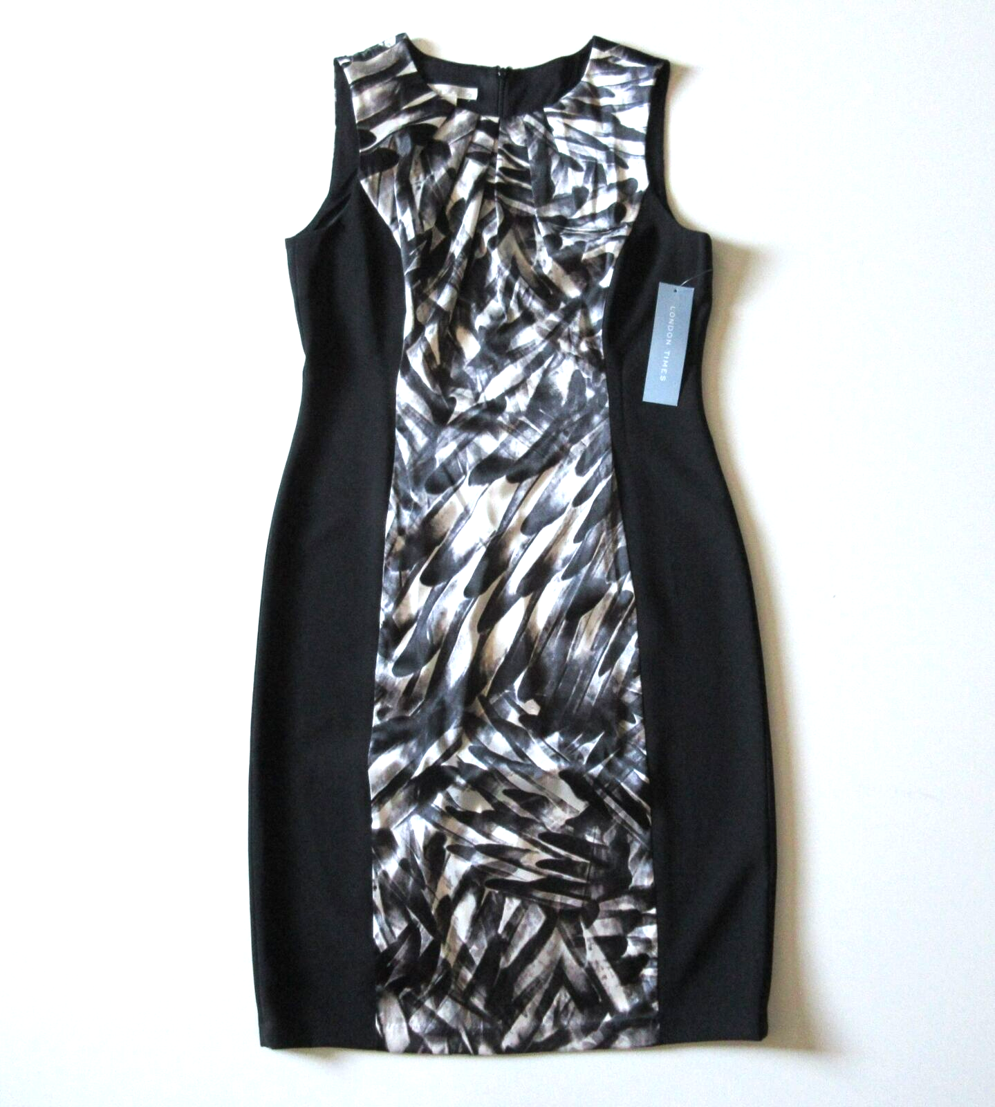 Primary image for NWT London Times Side Blocked Printed Stretch Satin & Crepe Sheath Dress 10
