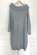 H&amp;M Heather Gray Turtle Neck Long Sleeve Marled Ribbed Banded Sweater Dress L - £29.17 GBP