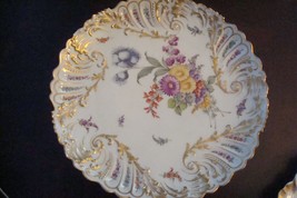 Unmaked German Gorgeous Plate, c1900s, Molded, Reticulated Borders[127] - £20.00 GBP