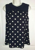 Tommy Hilfiger Sleeveless Navy White Polka Dot Scoop Collar Tunic Top Size S/P - £6.90 GBP