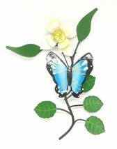 Home For ALL The Holidays Hand Painted Metal Butterfly on Flower Wall Hanging 10 - £11.85 GBP