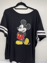 Disney Mickey Mouse Woman’s Size 3X Black Shirt With White Ribs On Sleeves - £15.53 GBP