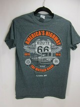 St Louis Americas Highway Route 66 Mother Road Hot Rod Short T-Shirt S Small - £7.88 GBP