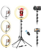 12 inch Ring Light with Tripod Stand &amp; Phone Holder Tall 177cm/69.5&quot;, La... - £33.48 GBP