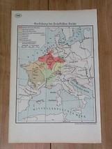 1938 Original Vintage Of Map Frankish Empire Franks Medieval Germanic Tribes - £12.99 GBP