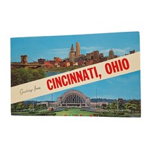 Postcard Greetings From Cincinatti Ohio Banner Union Terminal Chrome Posted - £5.42 GBP