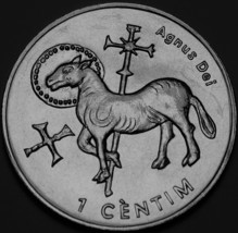 Andorra Centim, 2002 Gem Unc~Lamb of God~1st Year For Coinage~Agnus Dei~... - £3.90 GBP