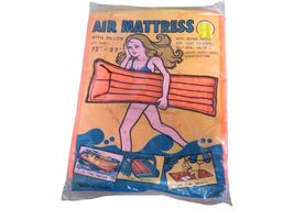 Vintage 60’s / 70’s Orange Heavy Duty Vinyl Air Mattress with Pillow Poo... - $30.64 CAD
