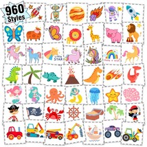 Partywind 960 PCS Individually Wrapped Tattoos for Kids Bulk, Cute Temporary Tat - $31.66