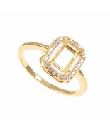Silver Semi Mount Engagement Ring Setting 5x7 mm Octagon ring Gold Rhodium - £27.35 GBP