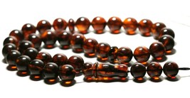 Islamic Muslim Prayer Amber 33  Genuine Baltic Amber Rosary Tesbih pressed - £75.69 GBP