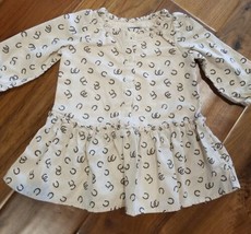 Baby Gap Cow Girl Horseshoe Dress Beige Brown 3-6 Months Cotton Western  - £9.32 GBP