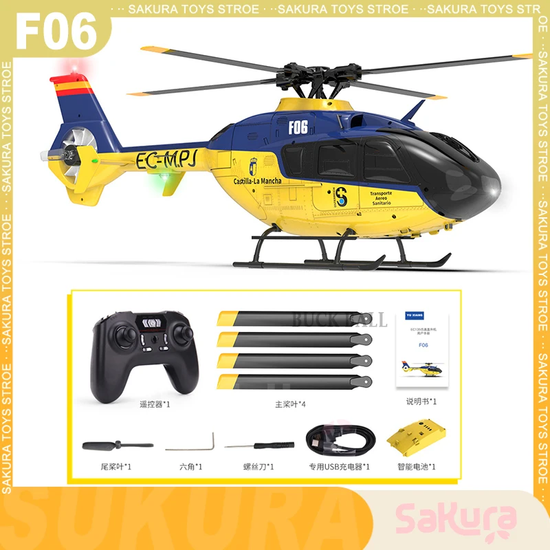F06 RC Helicopter 6 Channels 36:1 Plane Simulation Aircraft EC135 Figure 3D - £245.64 GBP