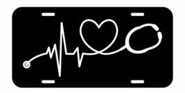 Nurse life heartbeat Love EMT Doctor novelty Metal license plate vanity white - £7.10 GBP