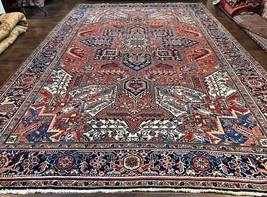 Wonderful Heriz Rug 11x16 Antique 1920s Carpet Handmade Oversized Geometric Wow - £6,316.24 GBP