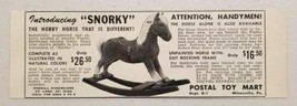 1950 Print Ad &quot;Snorky&quot; Toy Hobby Horse for Kids Postal Toy Mart Milnesvi... - $8.98