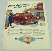 1946 Print Ad Ford Car in Small Town Police Man Admires Car - $13.99