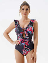 Beach Fashion Women&#39;s Chic Skinny Backless Floral Print One Piece Swimsuit | Gul - £16.95 GBP