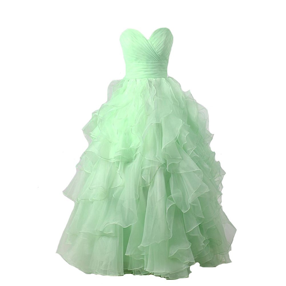 Kivary Women's Sweetheart Organza Ruffles Ball Gown Prom Quinceanera Sweet 16 Fo