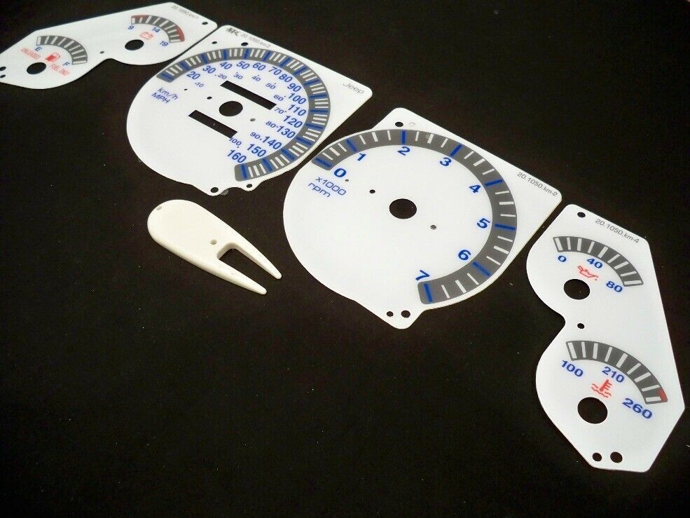 Fits 93-95 Jeep Grand Cherokee Kilometers Cluster White Face Glow Throug... - $28.70