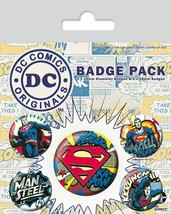 DC ORIGINALS SUPERMAN Comic Badge Pack of 5 Safety Pin Backed Badges - £5.89 GBP