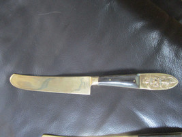 KNIVES GOLDEN METAL BLACK HANDLE 4 WITH FAR EAST CARVING  - £34.95 GBP