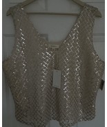 Tamara H Tank Blouse  Cream Silver  Sequin Women’s Size XL NWT Lined Cri... - $10.23