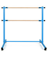 47 Inch Double Ballet Barre with Anti-Slip Footpads-Blue - Color: Blue - $192.40 CAD