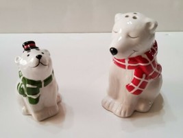 Polar Bear Salt and Pepper Shakers Hand Painted Pfaltzgraff Holiday New ... - $13.09