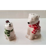 Polar Bear Salt and Pepper Shakers Hand Painted Pfaltzgraff Holiday New ... - £10.43 GBP