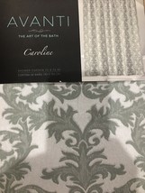 AVANTI &quot;CAROLINE&quot; 1pc FABRIC SHOWER CURTAIN  JACQUARD SILVER/GREY 72x72 ... - £47.33 GBP