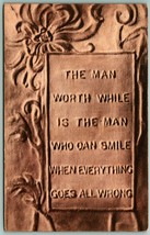 Motto Man Worth While is Man Who Can Smile When All Goes Wrong DB Postcard H5 - £5.41 GBP