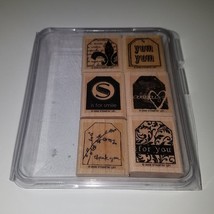 Stampin&#39; Up Too Terrific Tags 6 Piece Rubber Stamp Set Yum Smile Thank You - £7.87 GBP