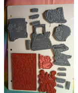 Rubber Stamps Variety Sheet With Grey Backing 17 pcs - £10.89 GBP