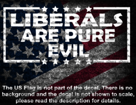 Liberals Are Pure Evil Cut Vinyl Decal US Seller - $6.72+