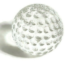 Golf-ball Round Paperweight Sun-catcher Crystal Clear Glass Design 3&quot; - £29.53 GBP