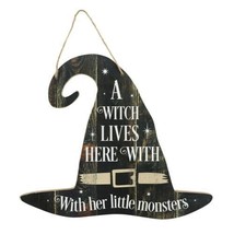 PAGAN/WITCHY/GOTHIC/HALLOWEEN sign-A Witch Lives Here Hanging MDF Sign- ... - £16.04 GBP