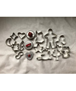 Cookie cutters lot of 17 Christmas and all-occasion metal with handles v... - $15.83