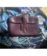 Auth HERMES Raisin Veau Box 29cm Jige PM Clutch Pochette Bag Handbag Rare - $3,007.47 CAD