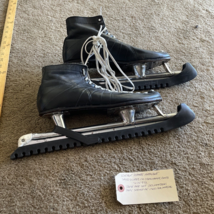 Vintage Antique Primitive Pair of Leather Ice Skates Canada mens 9.5 - $109.61