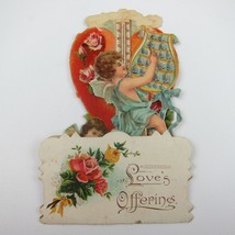 Vintage Valentine 3D Pop Up Die Cut Angel Boys Bell Music Red Heart Thermometer - £11.74 GBP